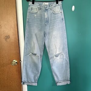Zara Light Blue Ripped Jeans